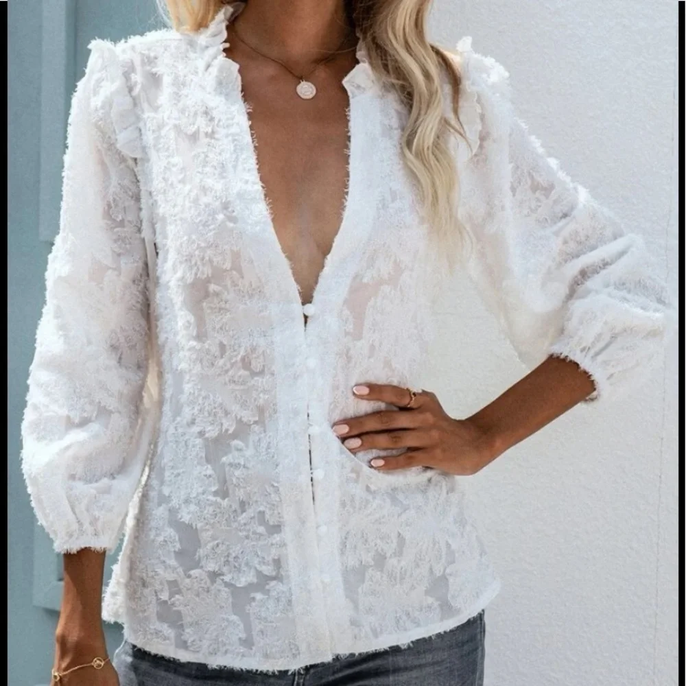 New DEEP VECK LONG SLEEVE TOP - Picture 3 of 6